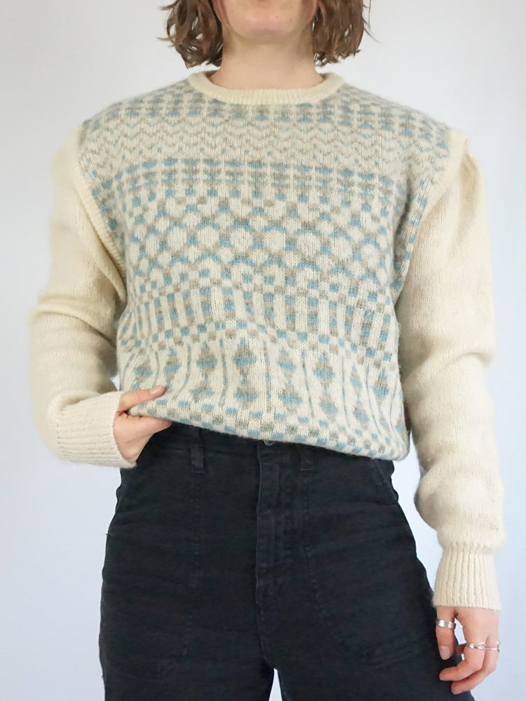 Iceland Patterned Wool Jumper - M