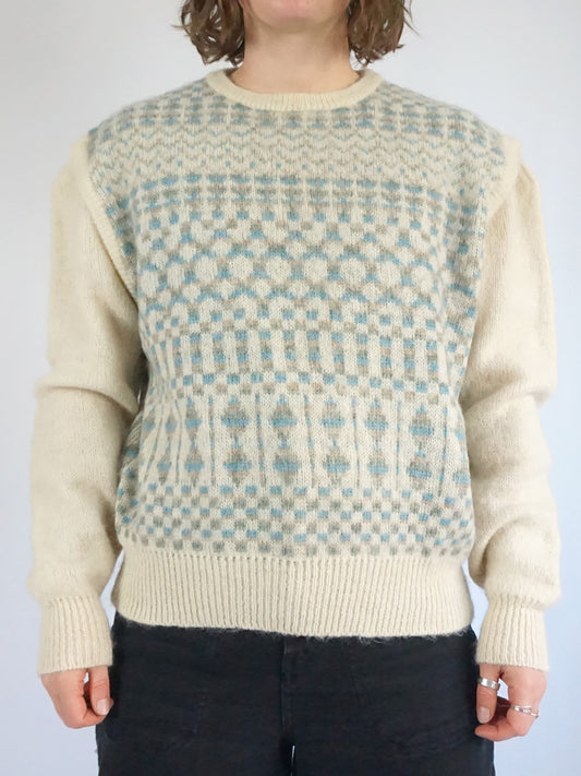 Iceland Patterned Wool Jumper - M