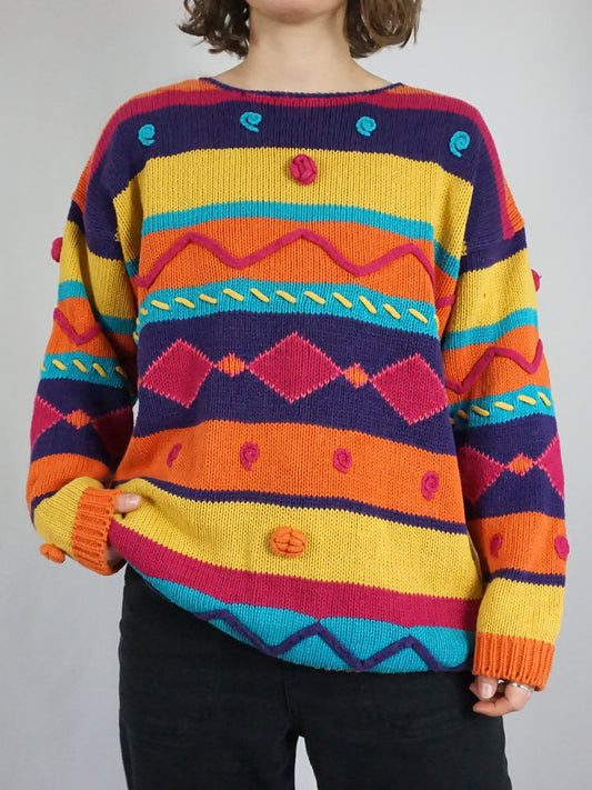 Colourful Novelty Cotton Jumper - XL