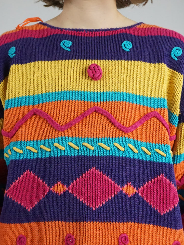 Colourful Novelty Cotton Jumper - XL