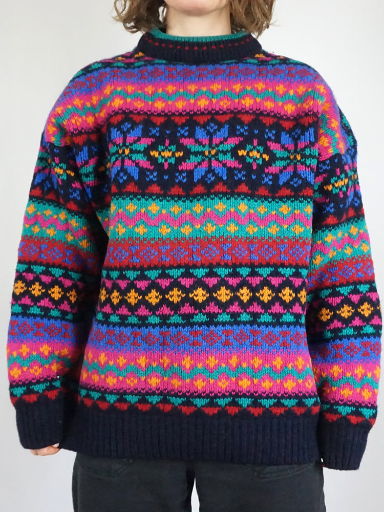Chunky Wool Patterned Jumper - L/XL