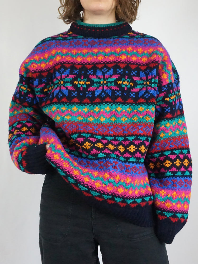 Chunky Wool Patterned Jumper - L/XL