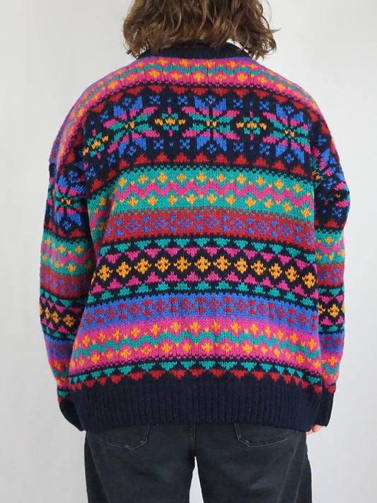Chunky Wool Patterned Jumper - L/XL