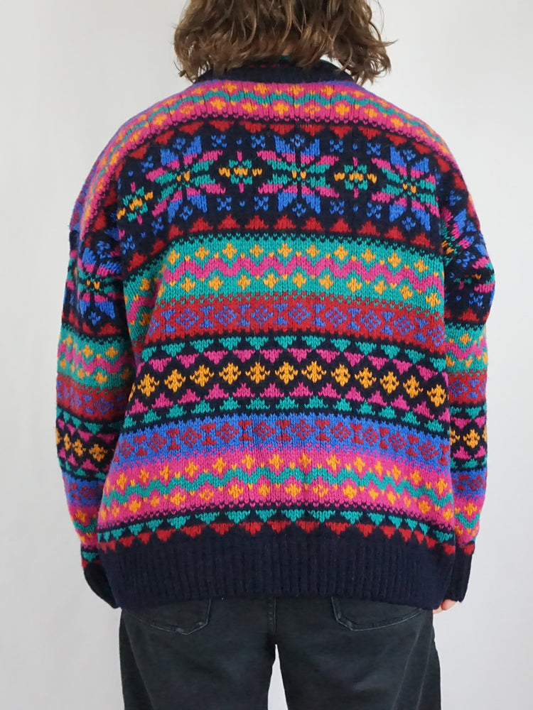 Chunky Wool Patterned Jumper - L/XL