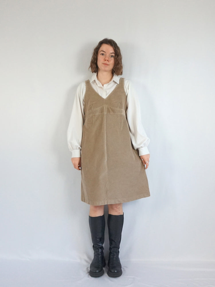 Sand Brown Corduroy Mini Dress - M