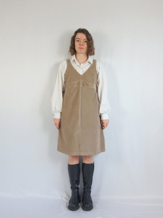 Sand Brown Corduroy Mini Dress - M