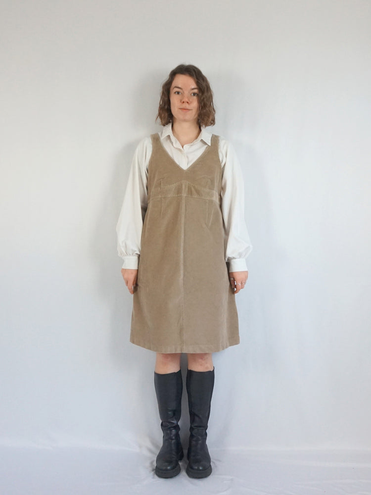 Sand Brown Corduroy Mini Dress - M