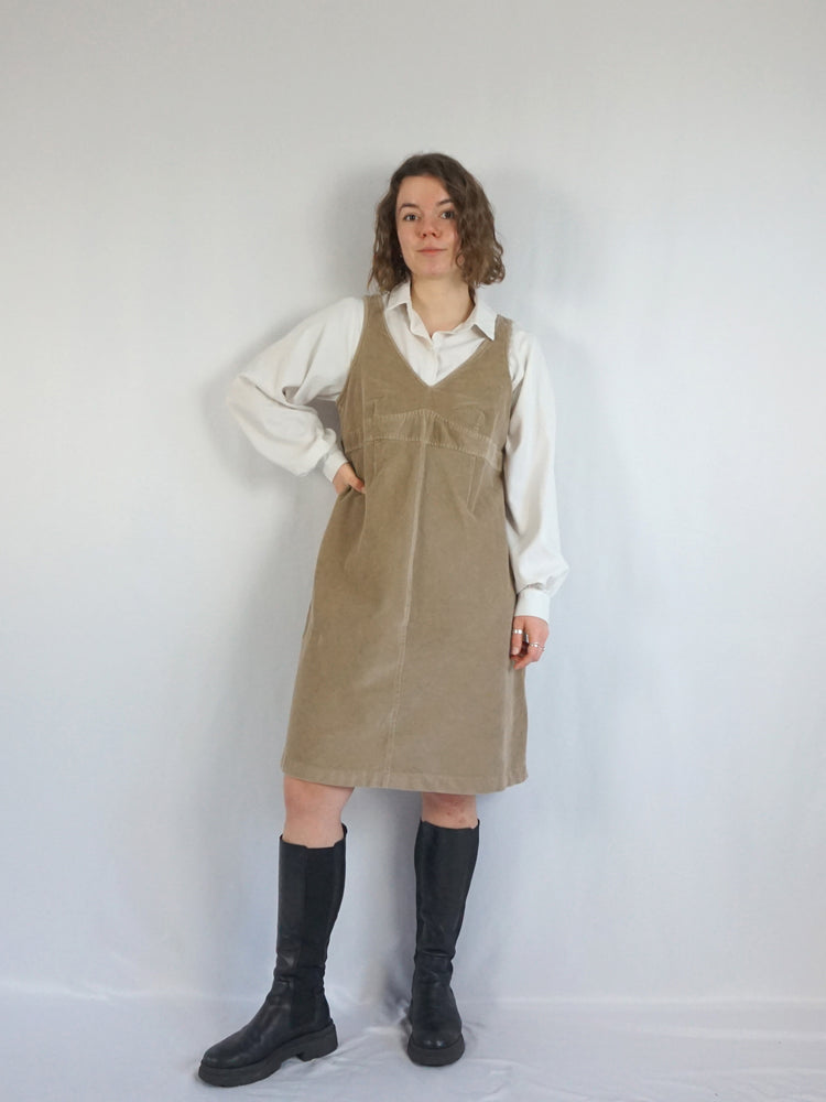 Sand Brown Corduroy Mini Dress - M