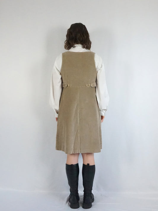 Sand Brown Corduroy Mini Dress - M