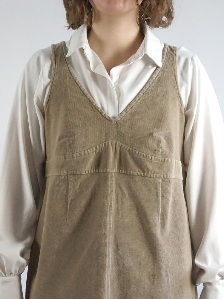 Sand Brown Corduroy Mini Dress - M