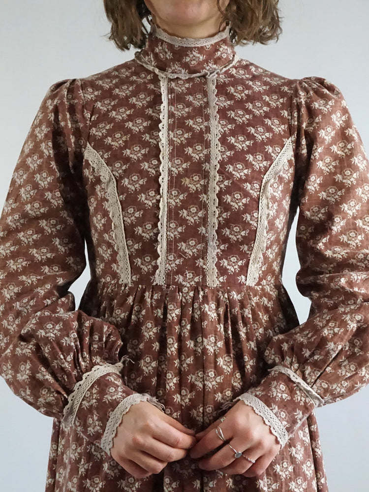 Laura Ashley Brown Floral Dress - M