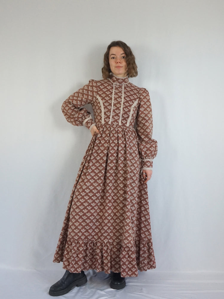 Laura Ashley Brown Floral Dress - M