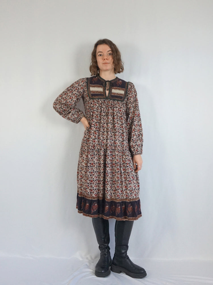 Indian Cotton Smock Dress - XS