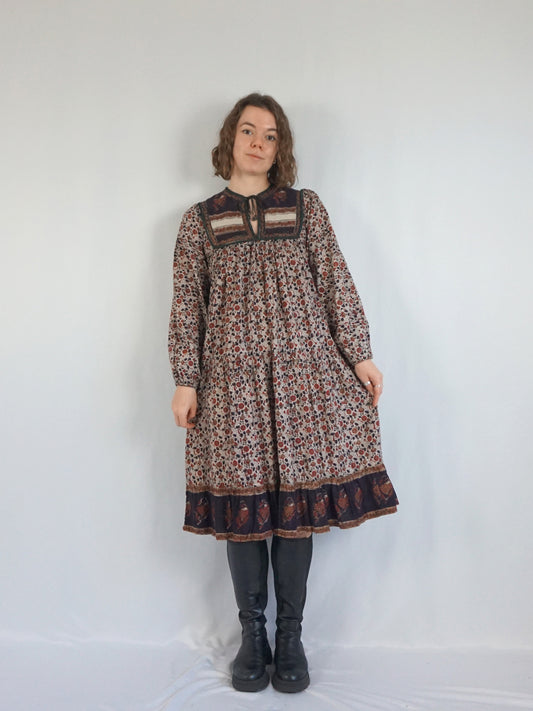 Indian Cotton Smock Dress - XS