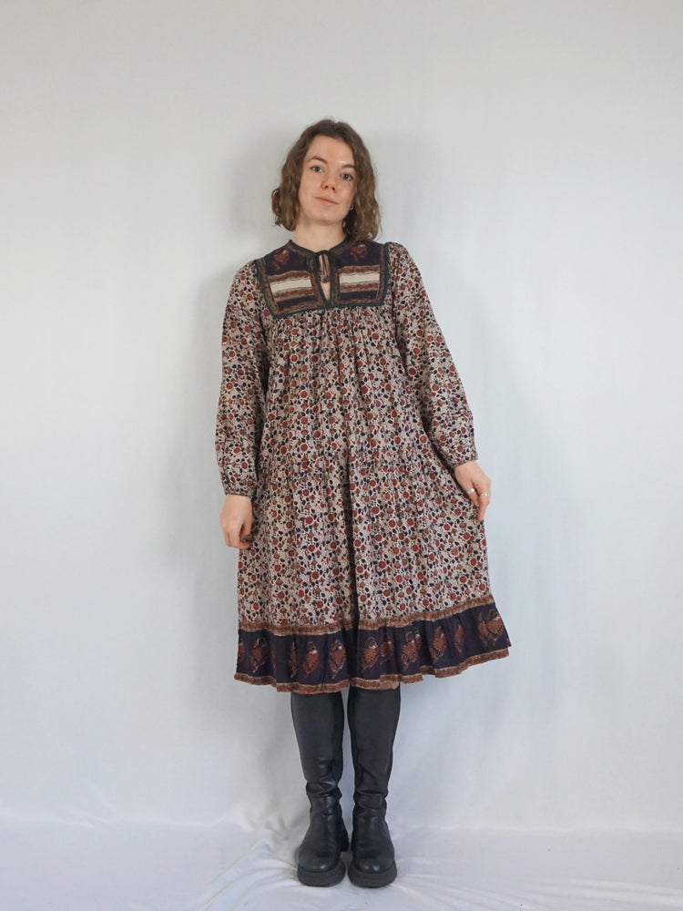 Indian Cotton Smock Dress - XS