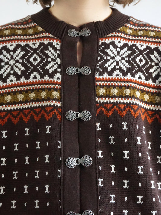 Brown Icelandic Cardigan - L