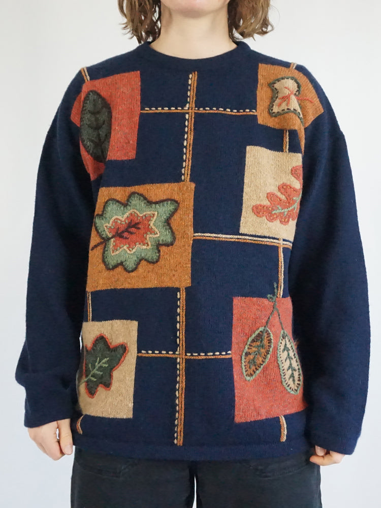 Leaf Embroidered Jumper - L