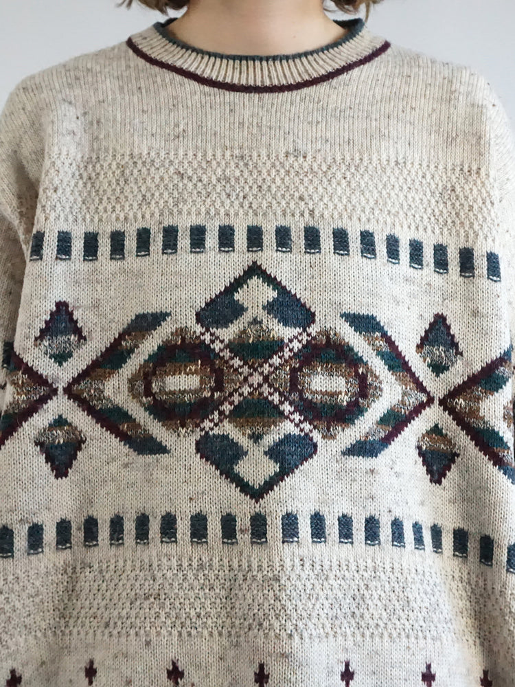 Beige Funky Patterned Jumper - XL