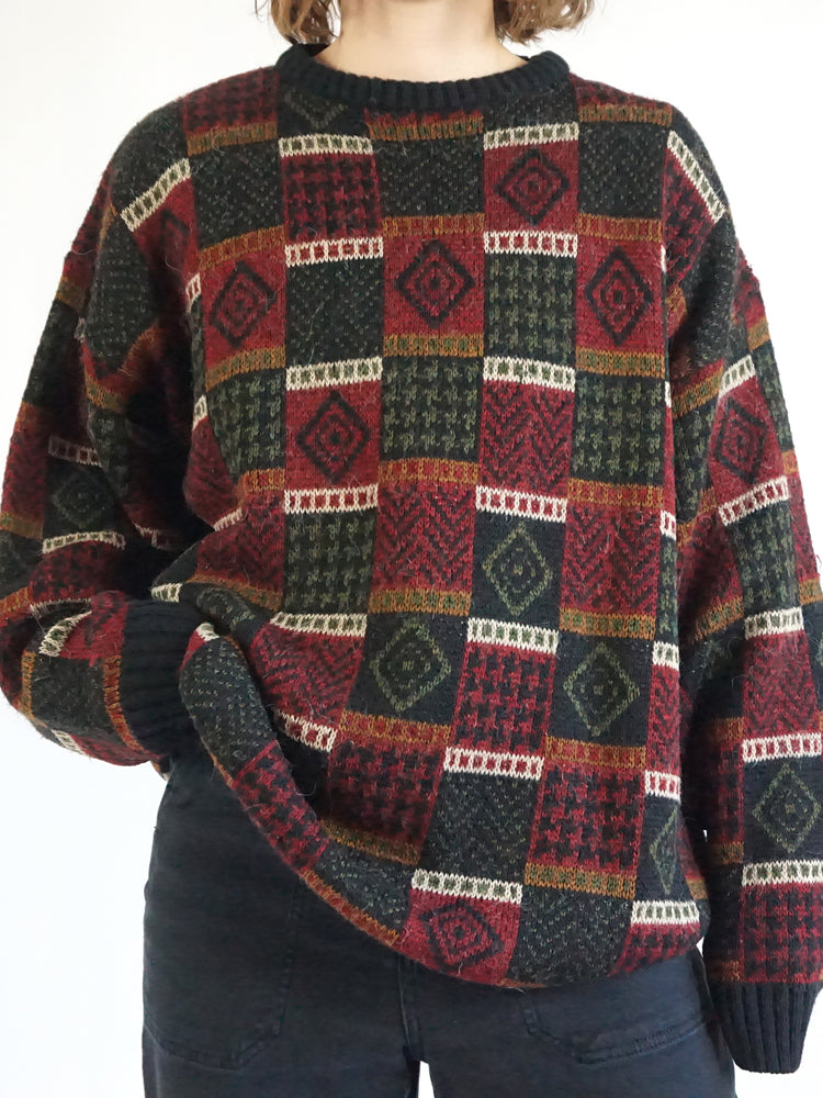 Dark Grey Patterned Jumper - XL