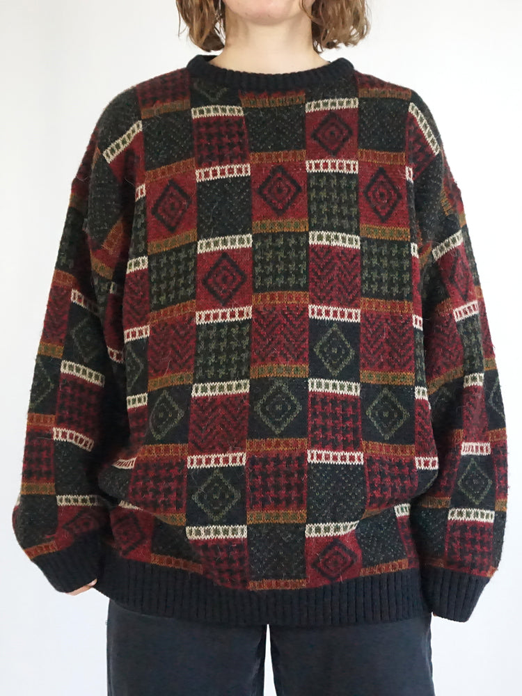 Dark Grey Patterned Jumper - XL