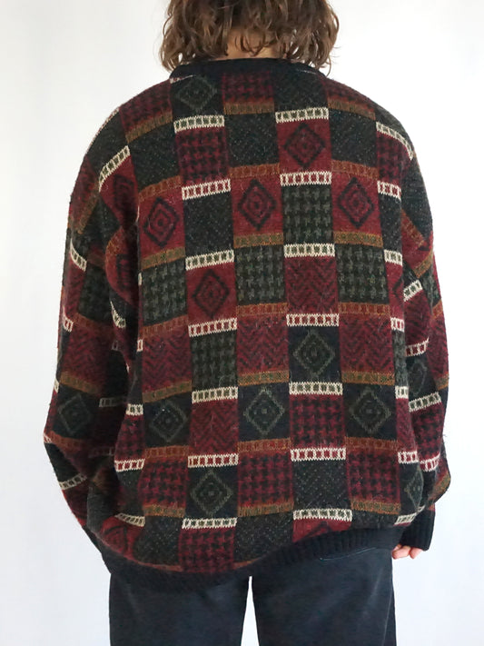 Dark Grey Patterned Jumper - XL