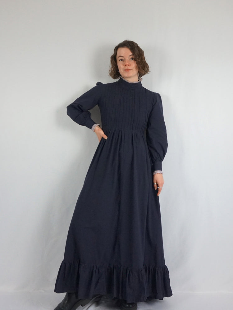 Laura Ashley Black Prairie Dress - S