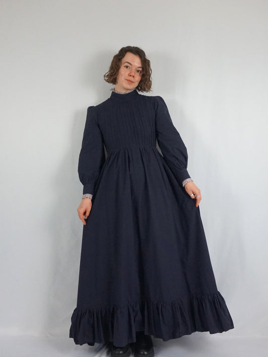 Laura Ashley Black Prairie Dress - S