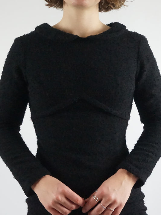 Black Textured Mini Dress - S