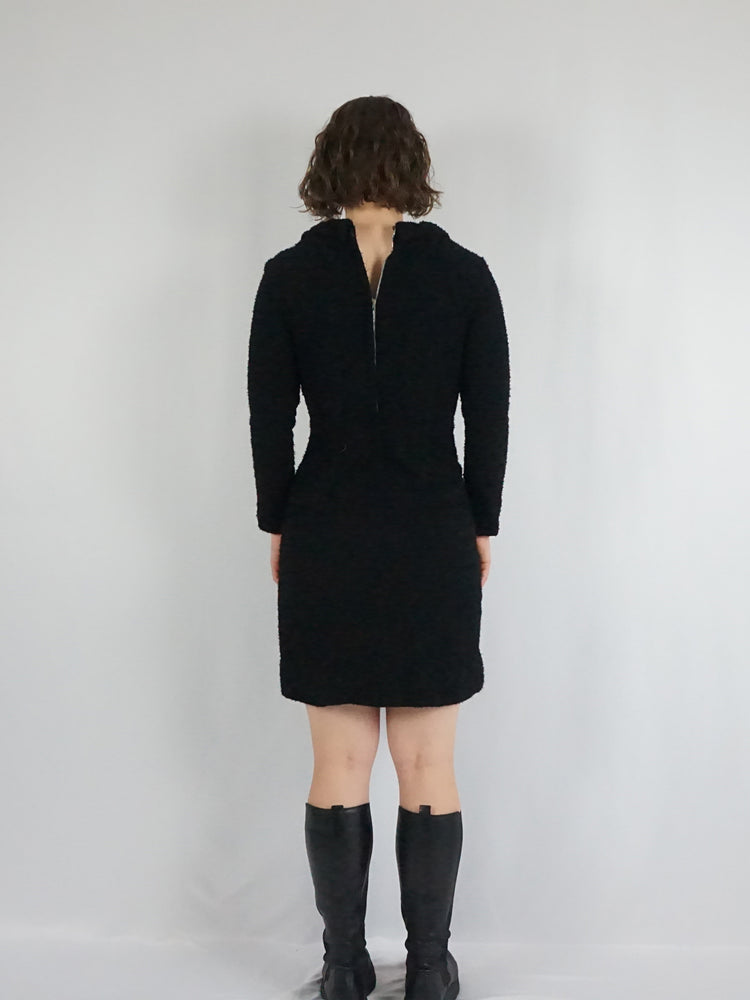 Black Textured Mini Dress - S