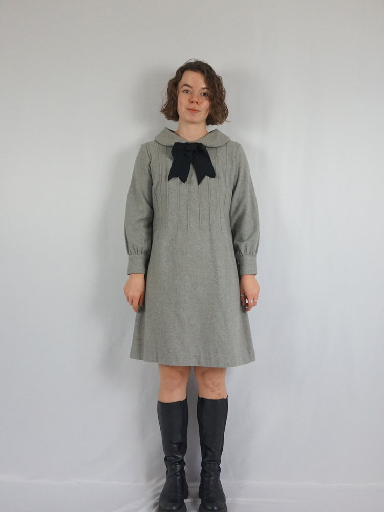 Grey Bow Mini Dress - M