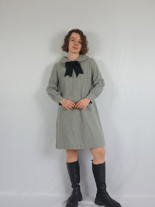 Grey Bow Mini Dress - M