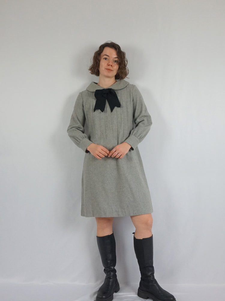 Grey Bow Mini Dress - M