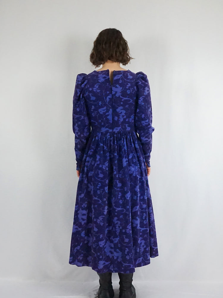 Laura Ashley Navy Corduroy Floral Dress - S