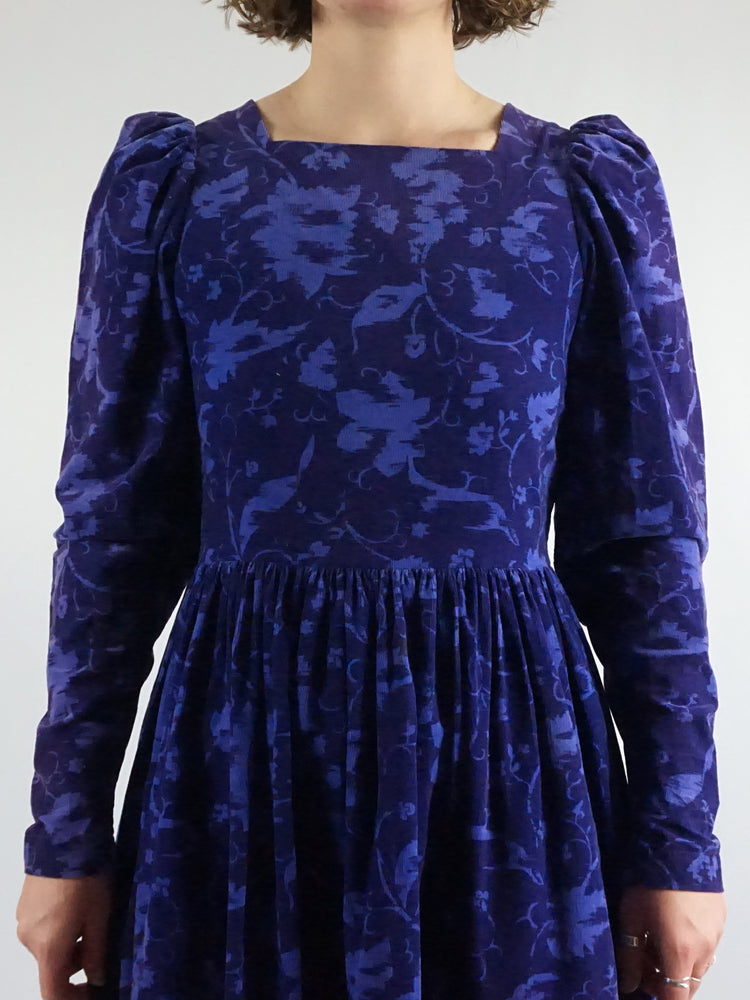 Laura Ashley Navy Corduroy Floral Dress - S