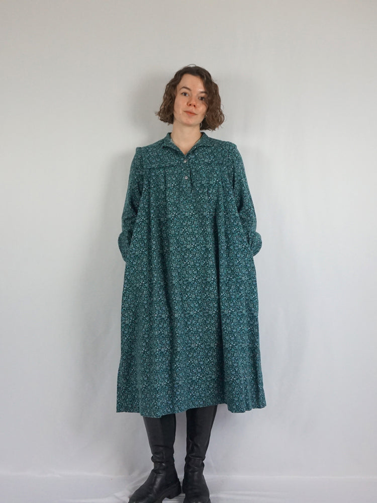 Laura Ashley Teal Smock Dress - M