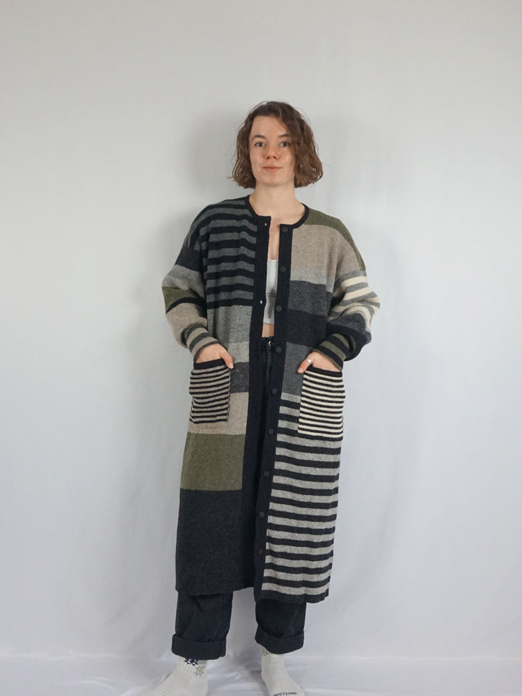 Long Striped Wool Cardigan - M/L