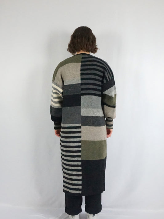 Long Striped Wool Cardigan - M/L