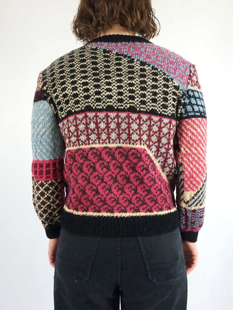 Funky Patterned Black Jumper - S