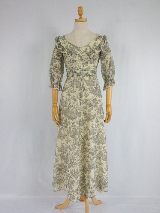 Toile de Jouy Maxi Dress - XS