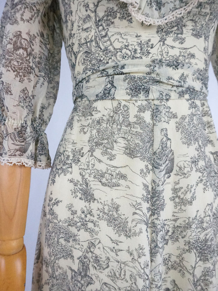 Toile de Jouy Maxi Dress - XS