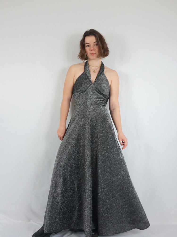 Lurex Halterneck Maxi Dress - XS