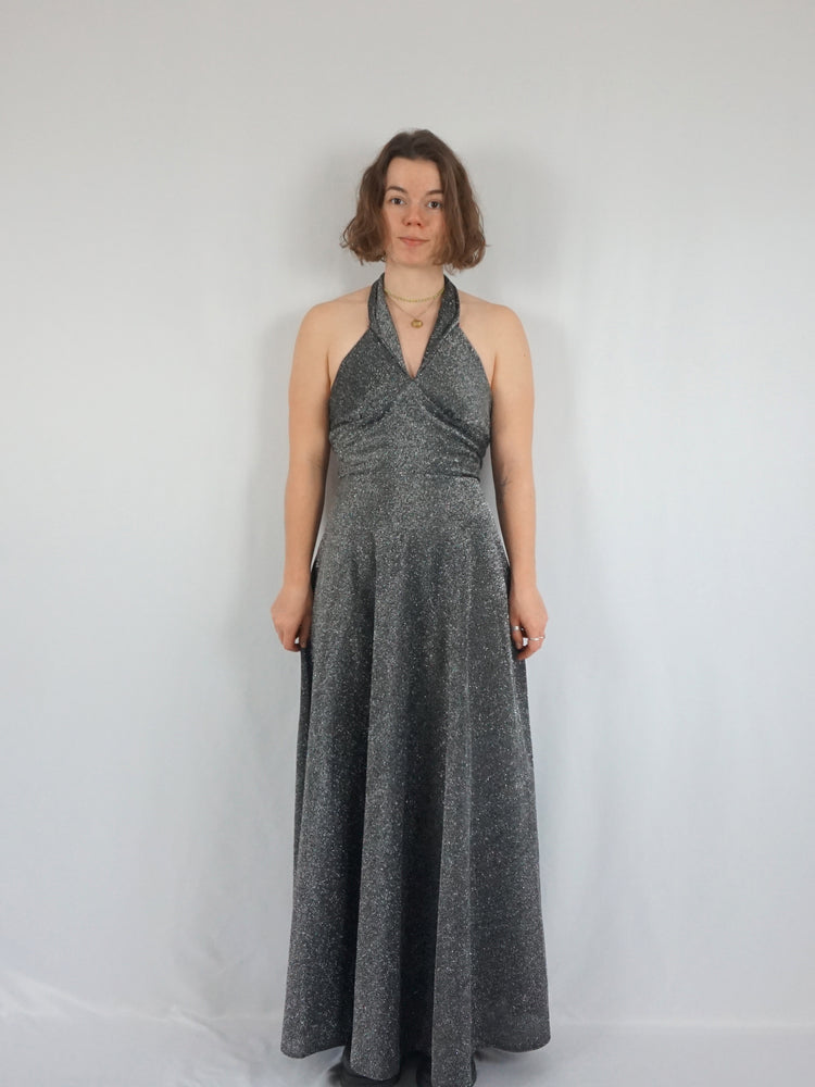 Lurex Halterneck Maxi Dress - XS