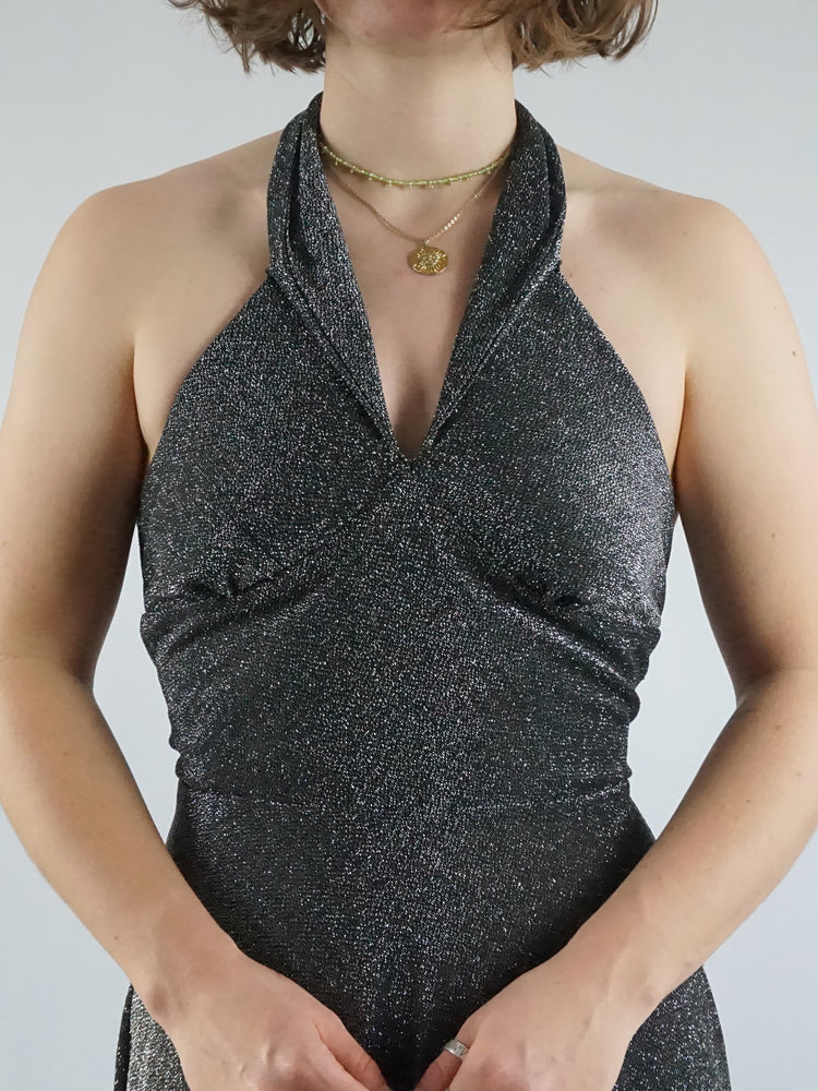 Lurex Halterneck Maxi Dress - XS