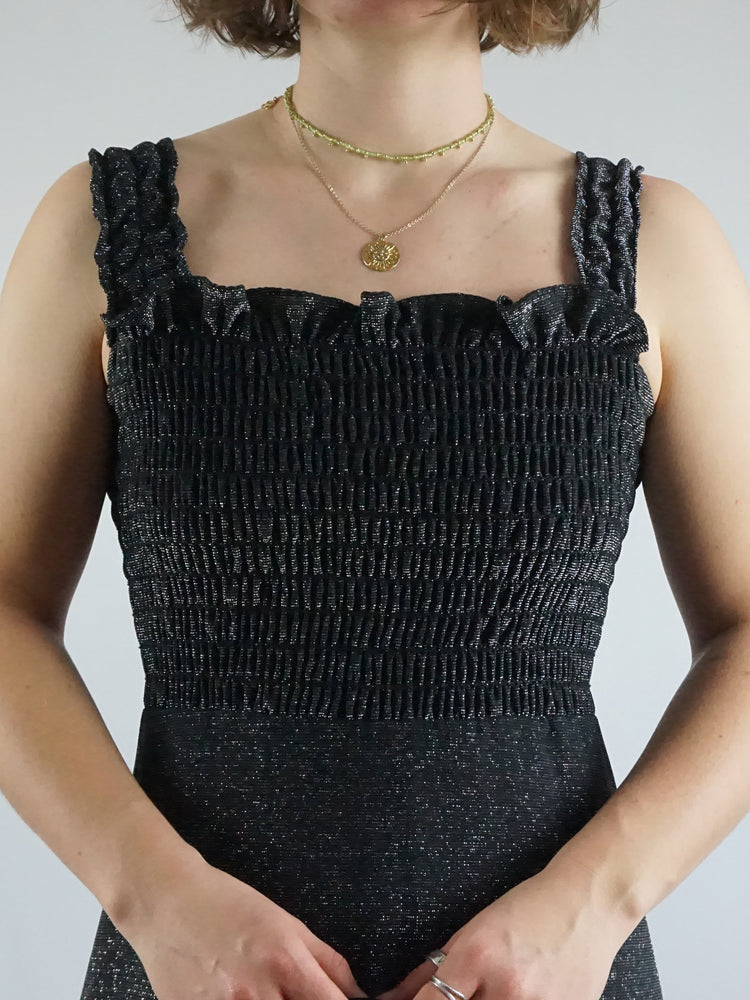 Shirred Lurex Maxi Dress - S