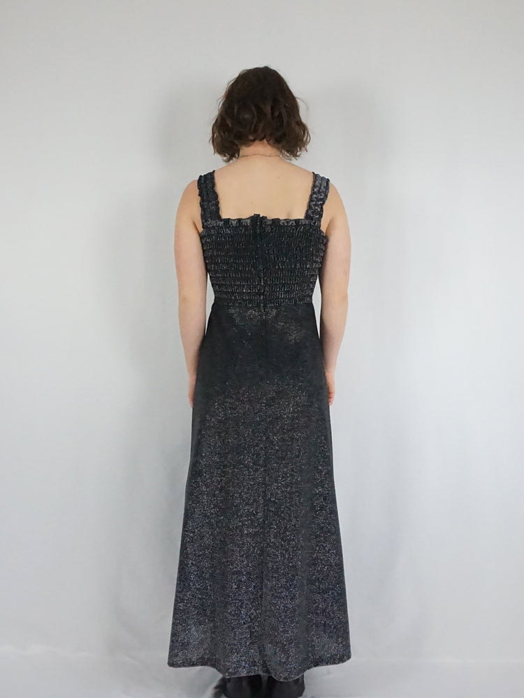 Shirred Lurex Maxi Dress - S