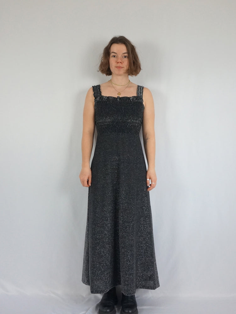 Shirred Lurex Maxi Dress - S