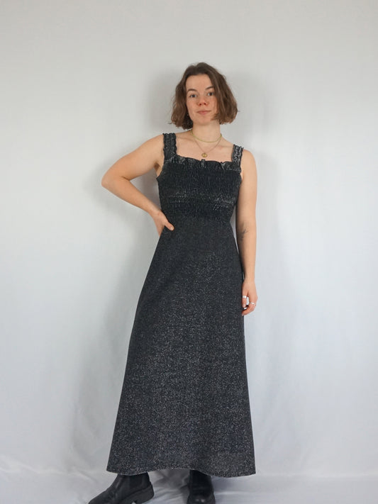 Shirred Lurex Maxi Dress - S
