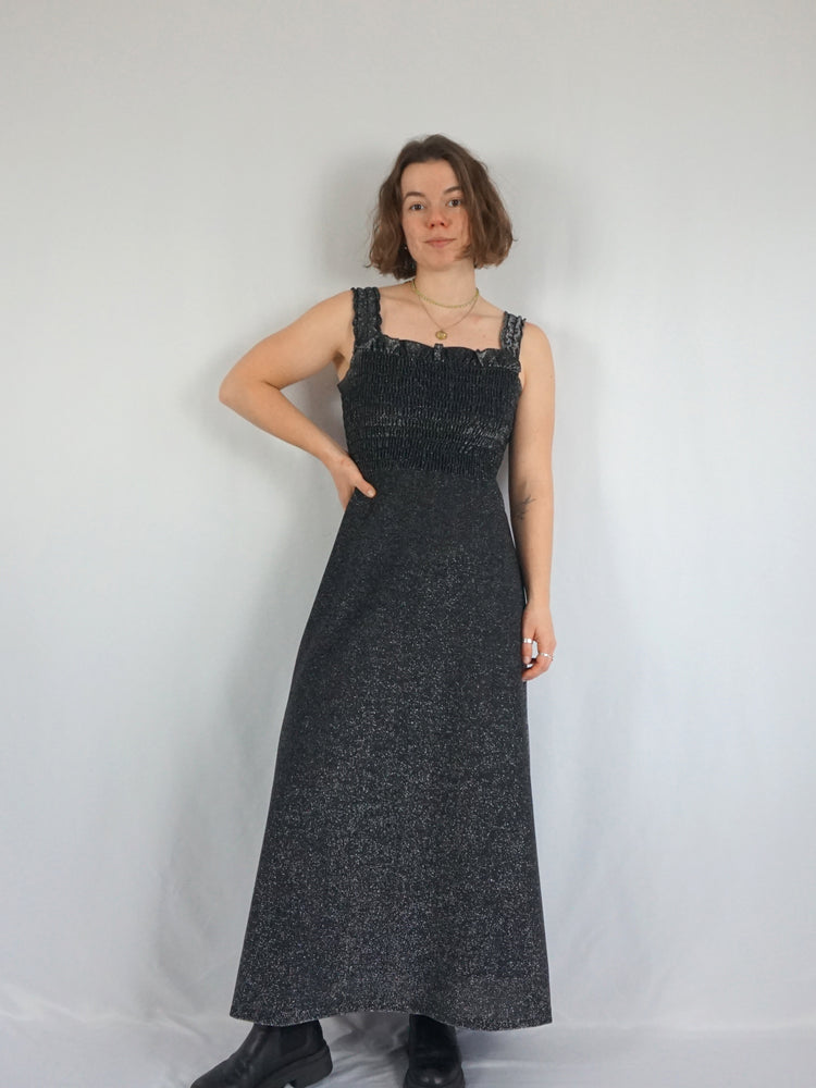 Shirred Lurex Maxi Dress - S