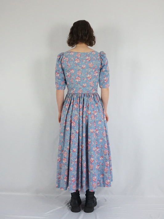 Laura Ashley Light Blue Floral Dress - S