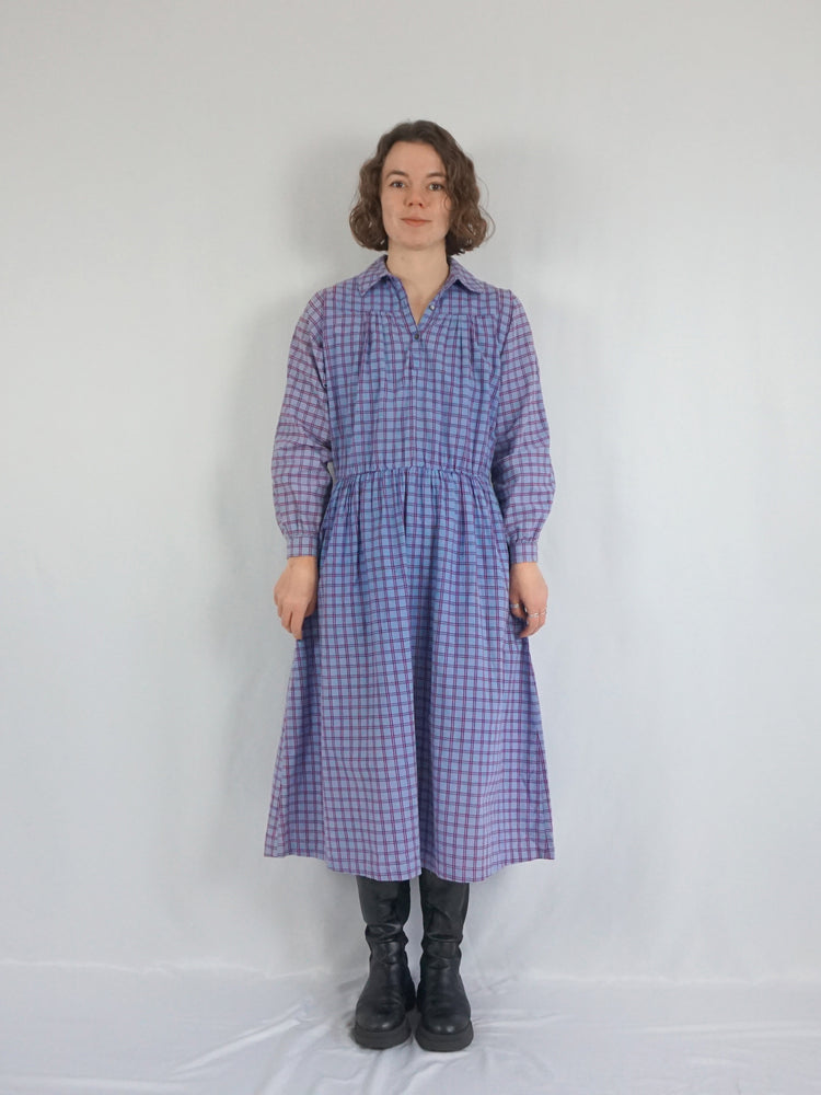 Laura Ashley Grid Checkered Dress - L